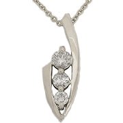 .50Ct Three Stone Diamond White Gold Pendant Necklace