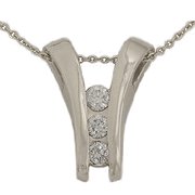 .55 Ct Three Stone White Gold Diamond Pendant Necklace