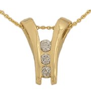 .55 Ct Three Stone Yellow Gold Diamond Pendant Necklace