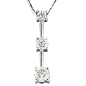 14k White Gold 1.25CT Three Stone Diamond Pendant