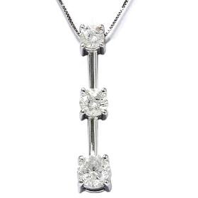 14k White Gold 2.00CT Three Stone Diamond Pendant