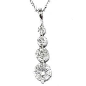 14k White Gold 1.55ct Journey Diamond Pendant Necklace
