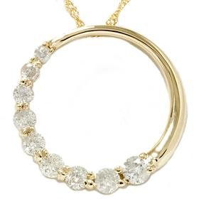 14k Yellow Gold .50ct Circle Journey Diamond Pendant