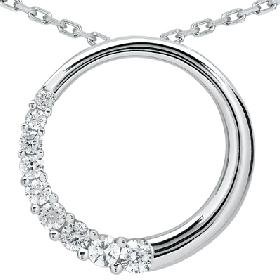14k White Gold .50ct Circle Journey Diamond Pendant