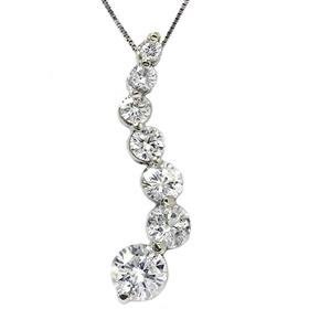 14k White Gold 2.00CT Journey Diamond Pendant