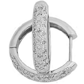 .50CT Pave Diamond Hoop Earrings in 14K White Gold