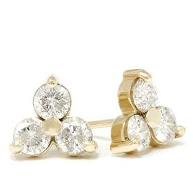 14k Yellow Gold 1.00ct Cluster Diamond Eearrings