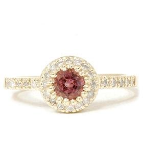 14k Yellow gold .81CT Pink Tourmaline & Diamond Engagement Ring