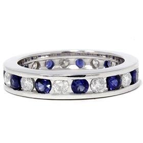14k White Gold 2.00CT Sapphire & Diamond Eternity Ring