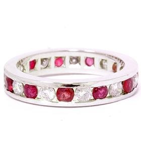 14k White Gold 1.50ct Ruby & Diamond Eternity Band