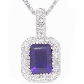 14k 1.85CT Diamond & Emerald Amethyst Diamond Pendant