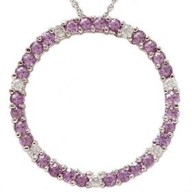14k White Gold 1.25Ct Pink Sapphire & Diamond Pendant