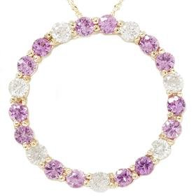 14k 2.00CT Pink Sapphire & Diamond Circle Pendant