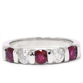 14k White Gold .50ct Ruby & Diamond Wedding Ring