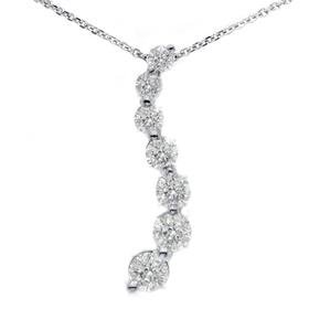 14k White Gold 1.50ct Diamond Journey Pendant Necklace