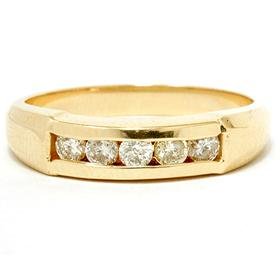 14k Yellow Gold Mens Diamond Ring