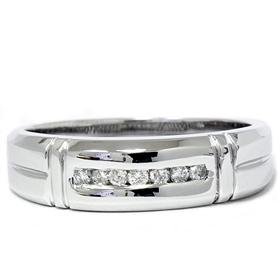 Men's 14k White Gold Diamond Wedding Ring