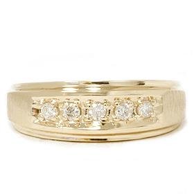 Mens 14k Yellow Gold .15CT Diamond Ring