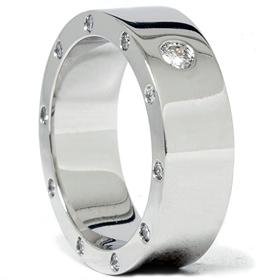 14k White Gold .78CT Mens Diamond Wedding Ring