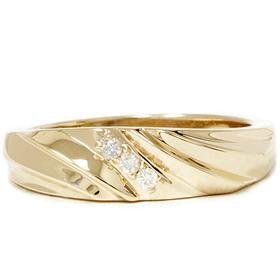 14k Yellow Gold .10CT Men's Curve Diamond Ring