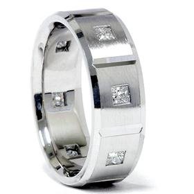 14k White Gold 1.00ct Princess Cut Diamond Wedding Ring