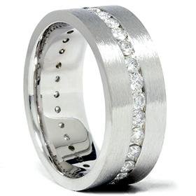 14k White Gold 1.50CT Satin Comfort Fit Wedding Ring