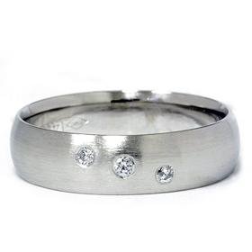 14K White Gold Comfort Fit Bezel Set Diamond Wedding Band
