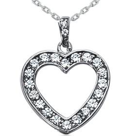 14k White Gold .70CT Diamond Heart Pendant