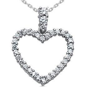 14k White Gold 1.00CT Diamond Heart Pendant