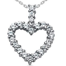 14k White Gold 2.00CT Diamond Heart Pendant