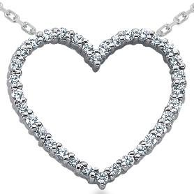 14k White Gold .50CT Diamond Heart Pendant
