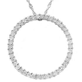 14k White Gold 1.00ct Diamond Circle Eternity Pendant
