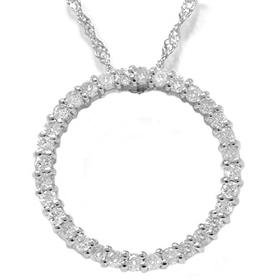 14k White Gold .50CT Circle Of Life Diamond Pendant