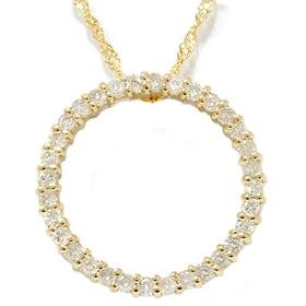 14k Yellow Gold .50CT Circle Diamond Pendant
