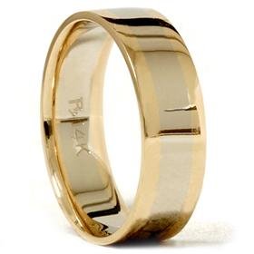 14k Gold Plain Two Tone Comfort Fit Wedding Band