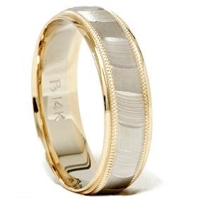 14k Gold 6mm Two Tone Comfort Fit Wedding Band