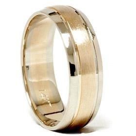 14k Gold Two Tone 6mm Comfort Fit Wedding Band