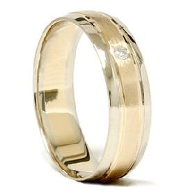 14k Gold Two Tone Comfort Diamond Wedding Ring