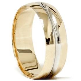 14k Gold Two Tone Comfort Fit Wedding Band