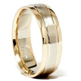 Men's 6mm 14K Two Tone Comfort Fit Wedding Band