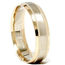 14k White & Yellow Gold Two Tone Wedding Band