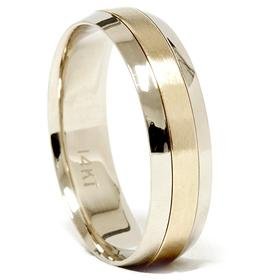 14k Gold Two Tone Comfort Fit Wedding Band
