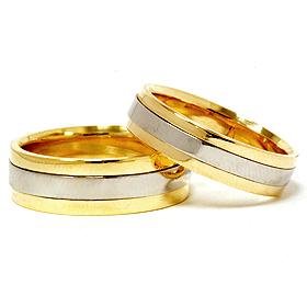 18k Gold & Platinum Two Tone Wedding Rings Set