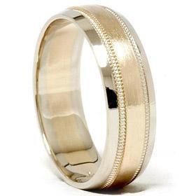 14k Gold Two Tone Milgrain Wedding Ring