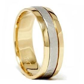 Platinum & 18K Gold Two Tone Hammered Wedding Band