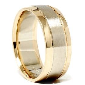 14k Gold 8mm Two Tone Comfort Fit Wedding Band