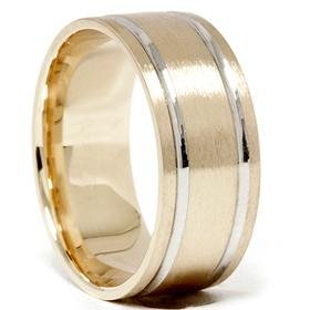 14k Gold 8mm Two Tone Comfort Fit Wedding Band