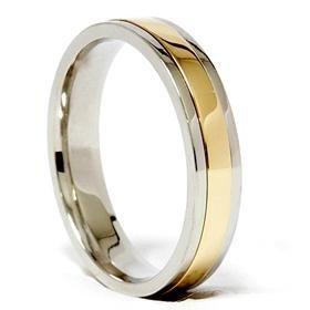 Ladies Platinum & 18k Gold Two Tone Comfort Fit Wedding Band