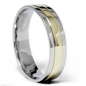 6mm Platinum & 18k Gold Two Tone Wedding Band