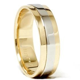 Men's Platinum & 18K Gold Two Tone Wedding Band